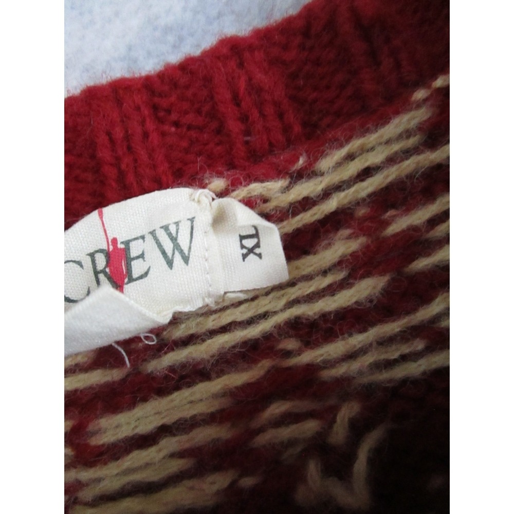 J. CREW  Sweater Mens XL Red Oarsman Snowflake Fair Isle Nordic Hand Knit - Picture 4 of 9